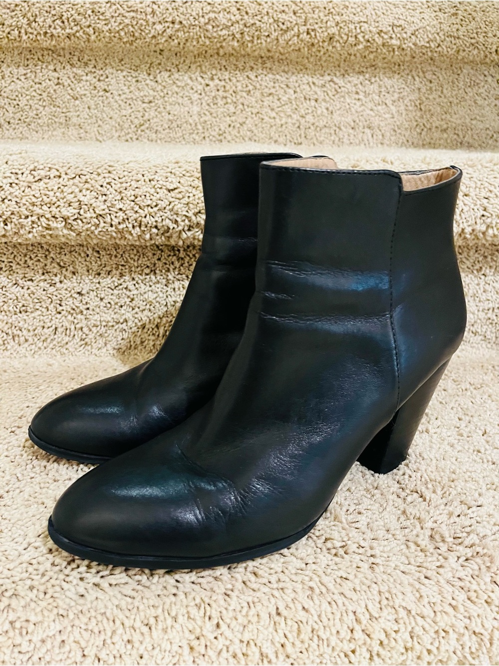 Adrienne Vittadini Black Leather Ankle Booties